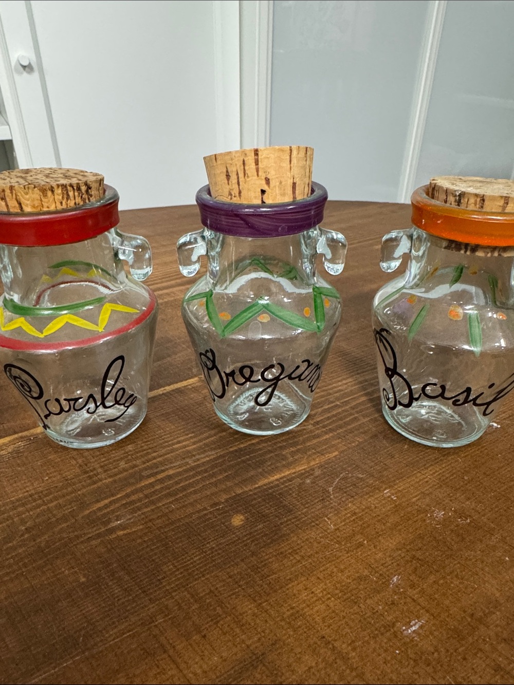 Hand-Painted Herb Spice Jars - Parsley Oregano Basil